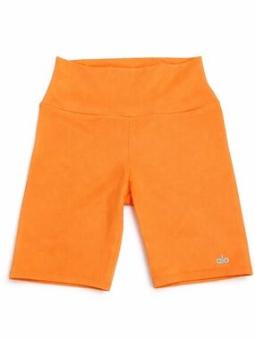 Alo Yoga High Waist Biker Shorts Vibrant Mango Neon Orange Size L